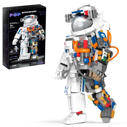 VEPOWER Astronaut Bauspielzeug, 900 Stück Spielzeug Bausteine mit Displayständer, Sammlerstück zum Ausstellen Modell, Weltraum-Spielzeug Bauset Geschenkidee für Erwachsene und Kinder ab 8+ von VEPOWER