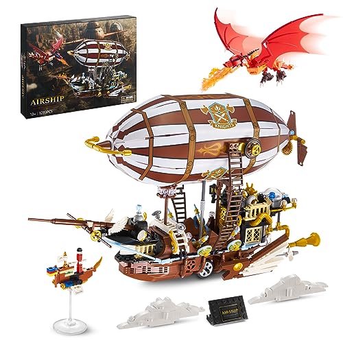 VEPOWER Ideas Steampunk-Luftschiff Bausteine Set, Technik Konstruktionsspielzeug, Sammlerstück Spielzeug Sets, Geschenkidee für Erwachsene und Jugendliche 14+ (1283 PCS) von VEPOWER