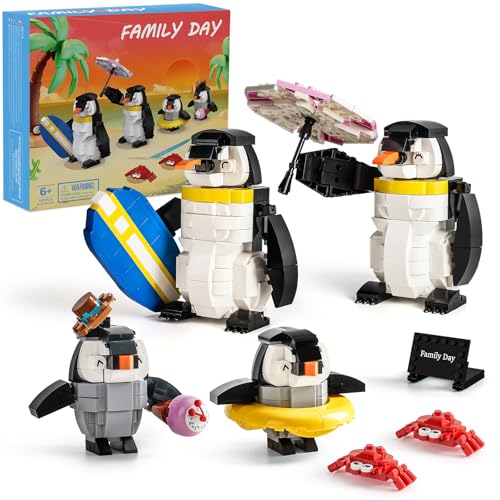 VEPOWER Creator Familie Pinguin Bausteine Set, Friends Tiere Bauspielzeug Set mit 4 Einzigartige Pinguinfiguren, Kreatives Geschenk für Jungs und Mädchen 6 7 8 9 10 12 Jahren (907 Stück) von VEPOWER