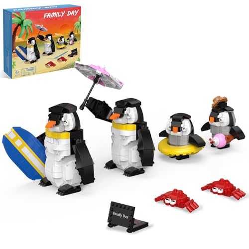 VEPOWER Creator Familie Pinguin Bausteine Set, Friends Tiere Bauspielzeug Set mit 4 Einzigartige Pinguinfiguren, Kreatives Geschenk für Jungs und Mädchen 6 7 8 9 10 12 Jahren (907 Stück) von VEPOWER