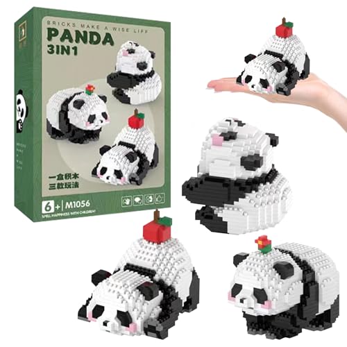 VEQENIFY 3 in1 Panda Mini Bausteine Panda Klemmbausteine Panda Mini Bausteine Panda Geschenk Mini Bausteine Tiere Klemmbausteine Building Geschenke für Erwachsene Kinder ab 8+ Jahre von VEQENIFY