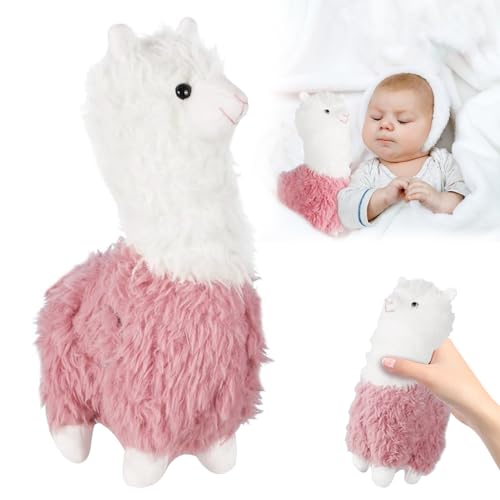 VEQENIFY Alpaka Kuscheltier Alpaka Stofftier Plüschtier 25cm Alpaka Kuschelkissen Kuscheltiere Stand Alpaka Plüschtier Lama Stofftier Alpaka Puppe süße weiche Kuscheltier für Kinder Mädchen Jungen von VEQENIFY