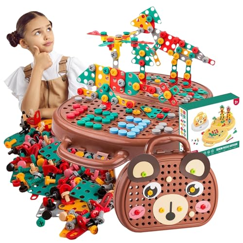 VEQENIFY Magische Montessori Spielzeugkiste Montessori Spielzeug ab 3 Jahre 205 Stück 3D Puzzle Mosaik Spiele Kinder Montessori Spielzeug Set Geschenke für Jungen Mädchen von VEQENIFY