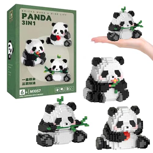 VEQENIFY 3 in1 Panda Mini Bausteine Panda Klemmbausteine Panda Mini Bausteine Panda Geschenk Mini Bausteine Panda Mini Tiere Bausteine Set Geschenke für Erwachsene Kinder ab 8+ Jahre von VEQENIFY