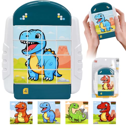 VEQENIFY Drehbares Puzzle 16 Teile Drehbares 3D Puzzle für Kinder ab 3 4 5 6 Jahre Drehbares 3D Puzzle Geduldspiele für Kinder Rotierende 3D Puzzle Spielzeug Drehbares Puzzle Geschenk (Dinosaurier) von VEQENIFY