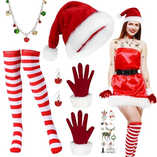 VEQENIFY Weihnachtskostüm Damen Weihnachtsmann Kostüm Damen Nikolaus Kostüm für Erwachsene Weihnachtsfrau Kostüm Damen Weihnachtsmann Kostüm Nikolaus Kostüm für Weihnachten Cosplay Party von VEQENIFY