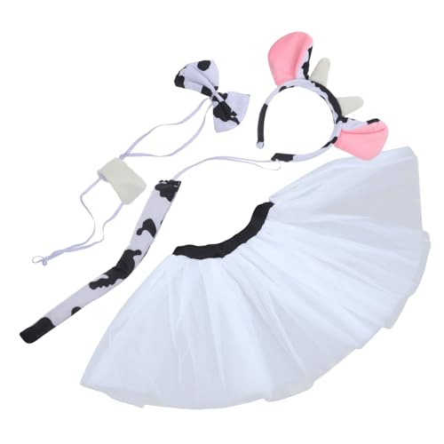 VERDANVERSE Cartoon Kuh Kostüm mit Stirnband Ohren Fliege und Rock Bequemes Tierkostüm für Halloween Karneval Party Cosplay Zubehör VERDANVERSE Cartoon Kuh Kostüm mit Stirnband Ohren Fliege und Rock Bequemes Tierkostüm für Halloween Karneval Party Cosplay Zubehör von VERDANVERSE