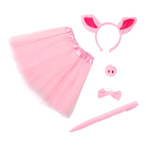 VERDANVERSE Mädchen Pig Kostüm Set mit Tutu Rock Schweineohren Schweinenase Schweif Schleife für Bühne Karneval Cosplay Dress Up VERDANVERSE Mädchen Pig Kostüm Set mit Tutu Rock Schweineohren Schweinenase Schweif Schleife für Bühne Karneval Cosplay Dress Up von VERDANVERSE