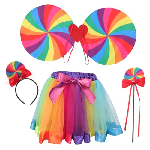 VERDANVERSE Regenbogen Cosplay Teilig mit Tüllrock Flügeln Zauberstab und Regenbogen Haarreif für Mädchen Leichtes und Langlebiges Party Kostüm Zubehör für Fasching und Halloween VERDANVERSE Regenbogen Cosplay Teilig mit Tüllrock Flügeln Zauberstab und Regenbogen Haarreif für Mädchen Leichtes und Langlebiges Party Kostüm Zubehör für Fasching und Halloween von VERDANVERSE