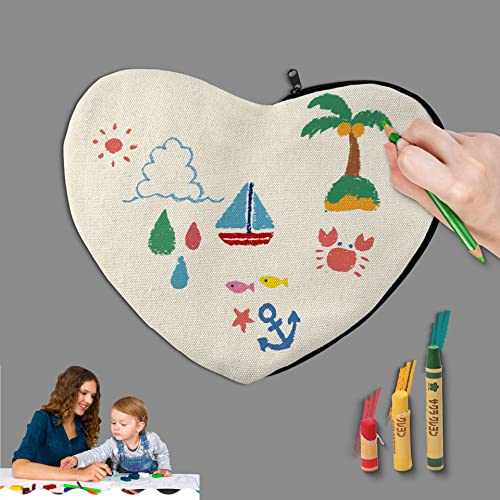 VEUWOLM 30 Stück Stoffbeutel Set zum Bemalen für Kinder, DIY Kinder Umhängegeldbeutel, Kleine Schultertaschen mit Buntstift und DIY Malschablonen von VEUWOLM