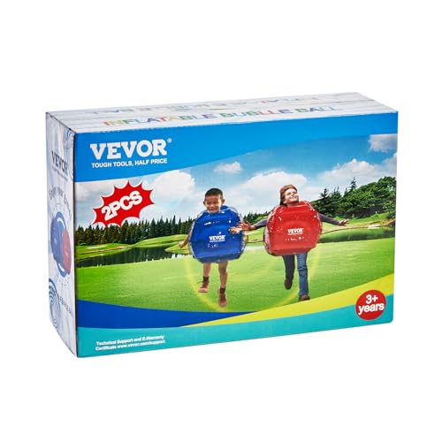 VEVOR Aufblasbare Bumper Balls 2er-Pack, 0,6 m Bälle Kinder & Jugendliche, PVC-Bumper-Stoßball für Teamspiele im Freien, Outdoor Spielzeug für Spielplatz, Hof, Rot+ Blau 0,3 mm Dicke von VEVOR