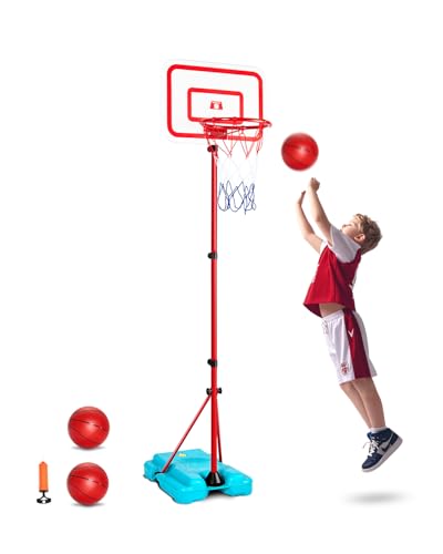 VEVOR Basketballkorb für Kinder, höhenverstellbar, tragbarer Basketballplatz mit befüllbarer Basis, Sportspiel im Garten, Basketballspielzeug für Kleinkinder im Alter von 3–8 Jahren, Jungen & Mädchen von VEVOR