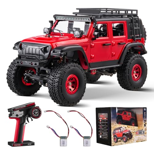 VEVOR Ferngesteuertes Auto, RC-Auto im Maßstab 1:24, All-Terrain-4WD-Geländewagen mit Vollbeleuchtung & 2 wiederaufladbaren Batterien, 2-Gang-Hobby-Rennauto als Geschenk für Kinder ab 14 Jahren von VEVOR