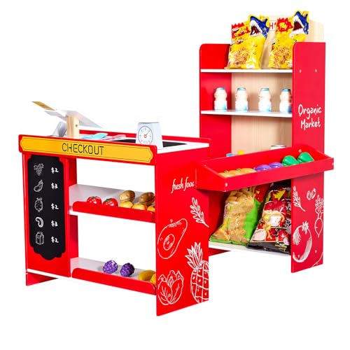 VEVOR Kinder-Lebensmittelladen-Spielset, Holz-Spielladen mit Einkaufstasche,Scanner, Registrierkasse, Obst und Gemüse VEVOR Kinder-Lebensmittelladen-Spielset, Holz-Spielladen mit Einkaufstasche,Scanner, Registrierkasse, Obst und Gemüse von VEVOR