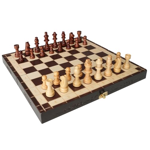 VEVOR Magnetisches Schachspiel aus Holz, 29 x 29 cm Schachspielset, Klappbare Schachbrettspiele mit Schachfiguren, Schachset Faltbar, Set für Party Familie Aktivitäten, Reiseschach, Kinder von VEVOR