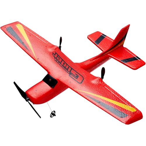 VEVOR RC-Flugzeug, 2,4 GHz 2-Kanal-Fernsteuerungsflugzeug mit 6-Achsen-Gyrostabilisator, flugbereites Flugzeugspielzeug mit 2 Batterien, RC-Segelflugzeug für Kinder, Anfänger, Rot von VEVOR