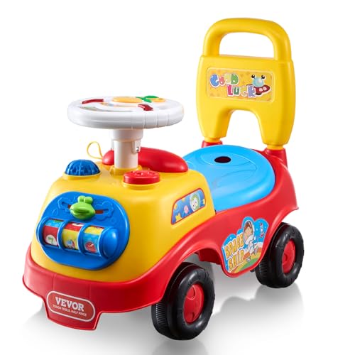 VEVOR Rutschauto, 51 x 25 x 45 cm Rutscher Kinderfahrzeug für Kleinkinder von 1 bis 3 Jahren, Kinderauto mit Musiklenkrad, Hupe und Stauraum unter dem Sitz, Lauflernhilfe zum Sitzen und Stehen von VEVOR