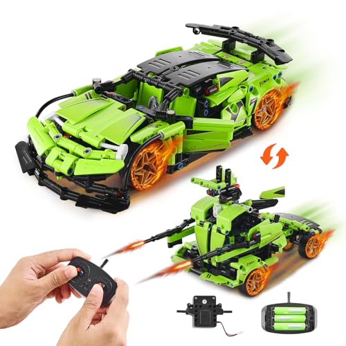 VEVOR STEM-Bauspielzeug für Kinder, 2-in-1-Bausteine mit 461 Teilen, ferngesteuerte Autobausätze, ferngesteuertes und per App gesteuertes Auto/Roboter, RC STEM-Roboter-Bauset, Geschenke von VEVOR