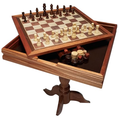 VEVOR 3 in 1 Schach Checkers Backgammon Tisch Set, 18 Zoll Premium Holz Schachtisch, Deluxe Combo Spiel Tisch Möbel Set, Schachset Brettspiel Geschenk für Familie Brettspiele von VEVOR