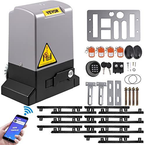VEVOR Schiebetoröffner, 1800 kg, 7 m, Schiebetorantrieb mit 4 Fernbedienungen und APP-Steuerung, Elektrischer Rolltormotor für Auffahrten, Komplettes Hardware-Sicherheitssystem-Kit für Torantriebe von VEVOR