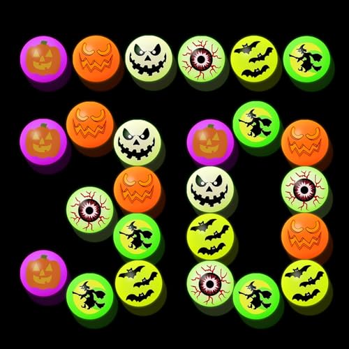 VEYLIN 30 Stück Halloween Flummis – 32mm Nachtleuchtende Hüpfbälle – Halloween Mitgebsel für Kinder, Süßes oder Saures, Partyspiele, Kindergeburtstag, Halloween Giveaways VEYLIN 30 Stück Halloween Flummis – 32mm Nachtleuchtende Hüpfbälle – Halloween Mitgebsel für Kinder, Süßes oder Saures, Partyspiele, Kindergeburtstag, Halloween Giveaways von VEYLIN