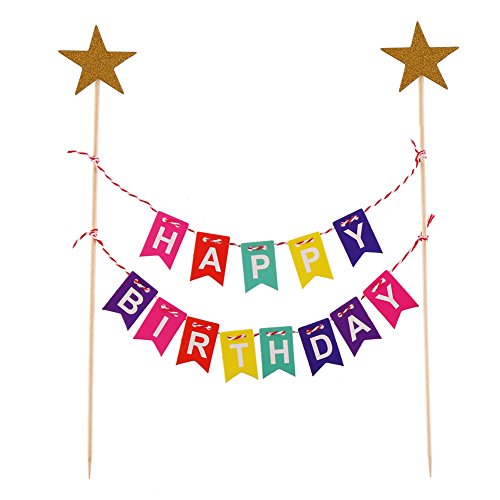 VEYLIN Regenbogen-Geburtstagstorten-Wimpelkette für Kinder, Mädchen, Jungen, Geburtstagsparty-Dekoration von VEYLIN