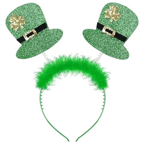 VEYLIN St Patricks Haarreif Irischer Hut Kopf Bopper mit Kleeblatt Hüten Stirnband Deely Boppers St. Patrick's Day Neuheit Irisches Geschenk Kostüm Haarschmuck für Erwachsene von VEYLIN