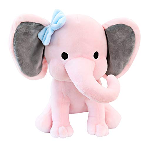 VEghee Elephant Plush Toy,25cm Elephant Plush Doll Pillow,Elephants Soft Pillow, Elephant Stuffed Animal Fluffy White Toy,for Baby Kids and Adults Gifts(Pink) von VEghee