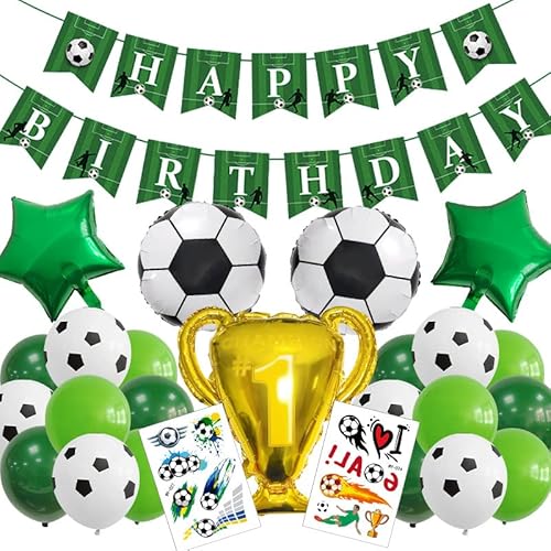 VEghee Football Party Decoration, Balloon Football Decoration Kids Birthday, Football Birthday Decoration, Green Foil Balloon Football Boys Party Decoration von VEghee