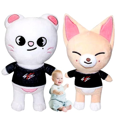 VEghee Stray Kids Cute Plush Doll, Stray Kuscheltier, Stuffed Pillow Cushion, Stray Fuchs Plush Toy, Weiße Katze Soft Plushie, Cartoon Soft Toy für Kinder Jungen und Mädchen Fans. von VEghee