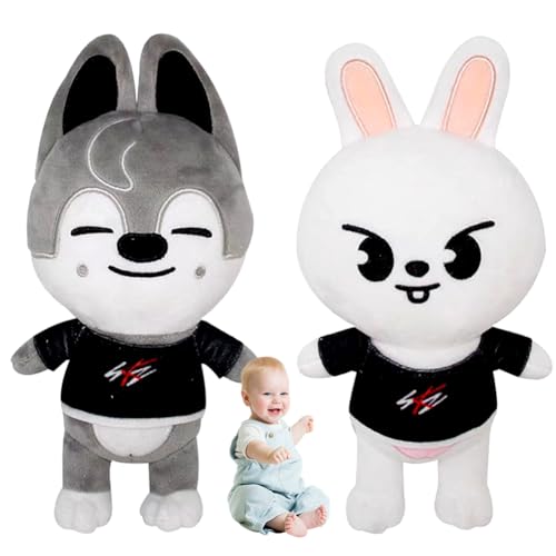 VEghee Stray Kids Cute Plush Doll, Weißer Hase Soft Plushie, Stuffed Kuscheltier Pillow Cushion, Stray Husky Plush Toy, Cartoon Soft Toy für Kinder Jungen und Mädchen Fans. von VEghee