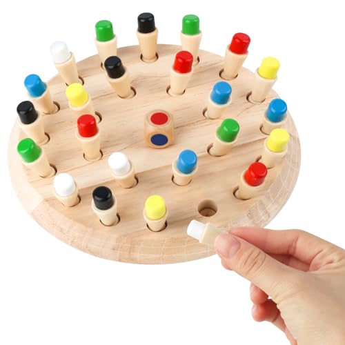 VFANDV Gedächtnis Schach Lernspielzeug, Memory Schach Holz Kinder Match Stick Schach Hölzernes Gedächtnis-Schach für Kinder Frühe Lernerziehung, Verbessert das Gedächtnis und die Farbwahrnehmung von VFANDV