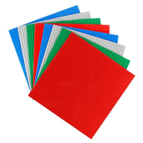 VFANDV Platten-Set Bauplatte, 8 Stück Bauplatte Grundplatte Platte Plastik 25 * 25cm Bauplatte für Classic Bausteine Set Bauplatte Kompatibel mit Meisten Grüne Blaue Graue Rosa Grundplatte von VFANDV