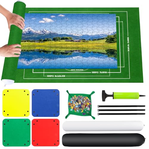 VFANDV Puzzle Matte, Puzzlematte 500 1000 1500 Teile Puzzle Teppich Puzzle Rollmatte - Tragbare Puzzlematte Puzzle Roll Storage Mat, 66 * 116CM von VFANDV