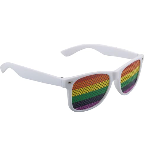 VFM – Pride Neuheit Brille Gay LGBT Pride Bunte Streifen Festival Kleidung, Pride Month, Zuhause, Schule, Bars, Garten Dekor Verkleidung – 1 Stück Regenbogen von VFM e-Store