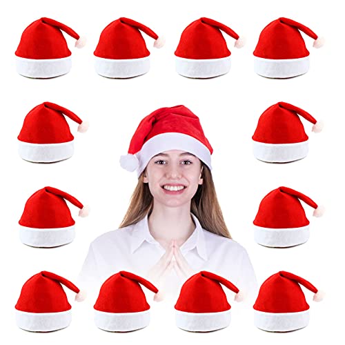 VFZILH 12 Stück Weihnachtsmütze Mehrpack,Übergröße Nikolausmütze Erwachsene Nikolausmützen,Weihnachtsmützen,Große Menge Nikolausmütze Set,Weihnachtsmütze Erwachsene von VFZILH