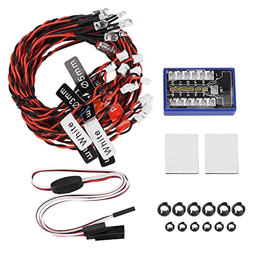 12 LED-Beleuchtungskit, Simulation von Blinkenden Modellautolichtern 4 Betriebsmodi für 1/10 1/8 HSP Tamiya CC01 SCX10 Rc Beleuchtungskit Modifizierte Fernbedienungslichtgruppe Automodell Spielzeug von VGEBY