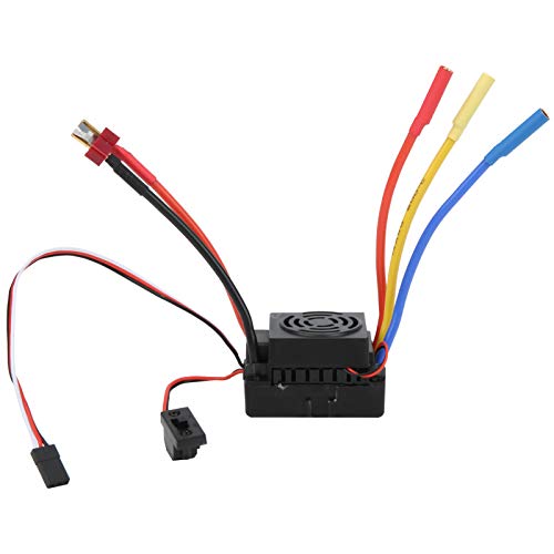 60A RC ESC, Wasserdichter Bürstenloser ESC-Elektrodrehzahlregler für SCX10 1/10 RC-Automodell(T-Stecker) Brushless Regler 60A von VGEBY