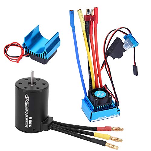 Motor Brushless ESC, 3650 45A/60A/80A/120A Legierung 1:10 Fernbedienung Fahrzeugmotor ESC Set RC Motor 3100KV, Brushless ESC und Kühlkörper Fit für 1/10 RC Toy Car(120A) von VGEBY