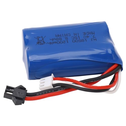 RC LiPo-Akku, 7,4 V, 1200 MAh, RC-Car-Lithium-Akku, Hervorragende Leistung, 8,88 Wh Ferngesteuerter Auto-Lithium-Polymer-Akku mit SM 2P-Stecker für RC-Crawler-Autos von VGEBY