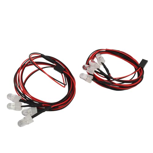 VGEBY 2 Stück 7,4 V 8 Mm RC-LED-Licht-Sets, Universell 2 Rote LED und 2 Weiße RC-Auto-LED-Licht für Hsp, für Redcat, für Axial Scx10, für D90, für Hpi von VGEBY