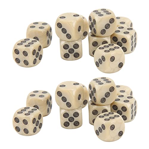 VGEBY 6-seitiges Würfel-Set, 20 Stück Weiße Perlkorn-Kreis-Punkte Sechsseitige Würfel 16 Mm Standard-Spielwürfel für Tischbrettspiele Mathe-Lehrspiel-Zubehör von VGEBY