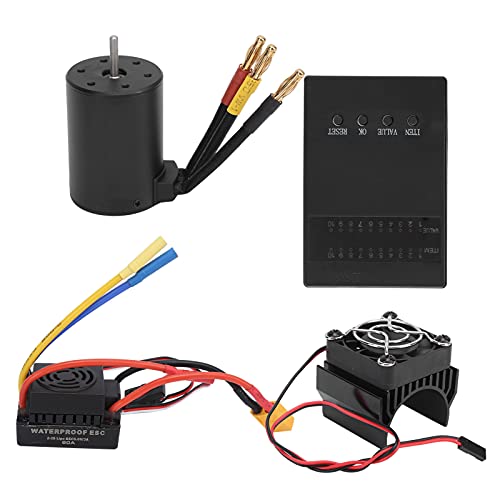 Brushless Motor 60A ESC Kühlkörper Programmierkarte Combo, 3650 3600KV Brushless Motor 60A ESC Programmierkarte Kühlkörper Combo Set für 1/8 1/10 RC Car von VGEBY