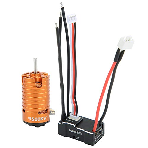 VGEBY Bürstenloser Motor, 1410 Bürstenloser Motor 18A Schwarz ESC RC Ersatzzubehör Ersatzteil (Orange 9500KV) von VGEBY