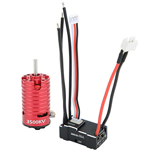 VGEBY Bürstenloser Motor, 1410 Bürstenloser Motor 18A Schwarz ESC RC Ersatzzubehör Ersatzteil (Rot 3500KV) von VGEBY