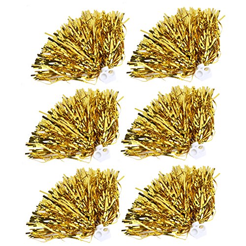 VGEBY Cheerleading Pom Poms Set Sport Phantasie Party Dance Zubehör 6 Stücke(Gold) von VGEBY