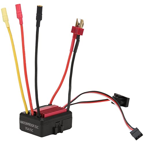 VGEBY ESC Elektrischer Geschwindigkeitsregler, 35A Kleiner Elektronischer Geschwindigkeitsregler ESC für 1/18 1/16 Ferngesteuertes Auto (Rot) von VGEBY