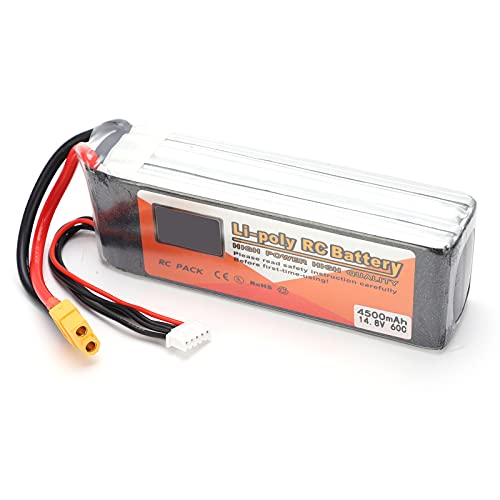 VGEBY Lipo Akku, 14.8V 4500mAh Lipo Akku mit XT60 Stecker 4S 60C RC Lipo Akku Zubehör Für Modellflugzeuge von VGEBY