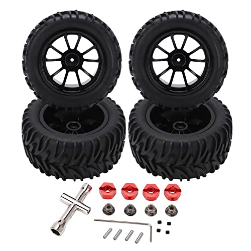 VGEBY RC Autoreifen,4PCS RC Felge Gummireifen Kunststoff mit 10 Speichen Set für Monster Trunk 1/8 1/10 RC Car Touring Car Reifen Automodell Spielzeug von VGEBY