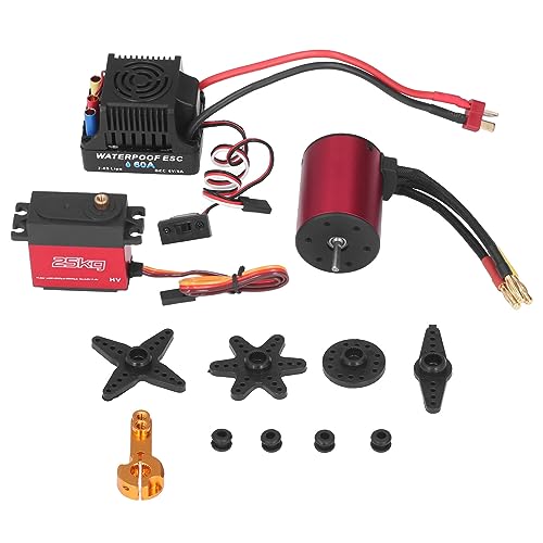 VGEBY RC Brushless Motor ESC Combo, S3650 4300KV Motor 60A Short Line ESC 25KG Servo Set für 1/8 1/10 RC Car von VGEBY